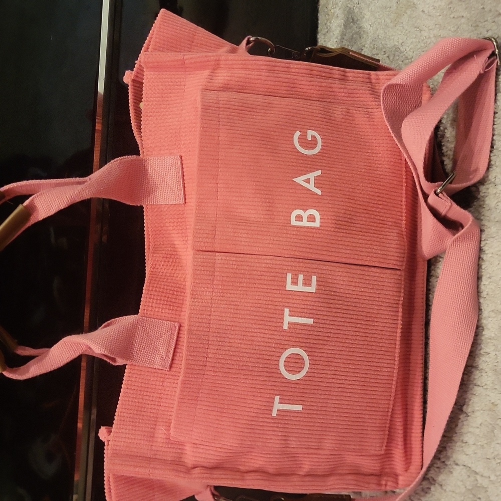 Ribbed Pink Tote Bag - Picture 2 of 11